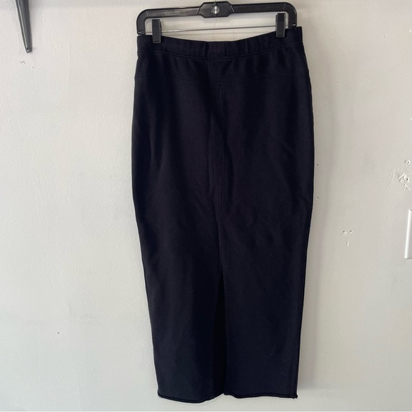 James Peres Black French Terry Drawstring Pencil Midi Skirt 37610 - Picture 3 of 10